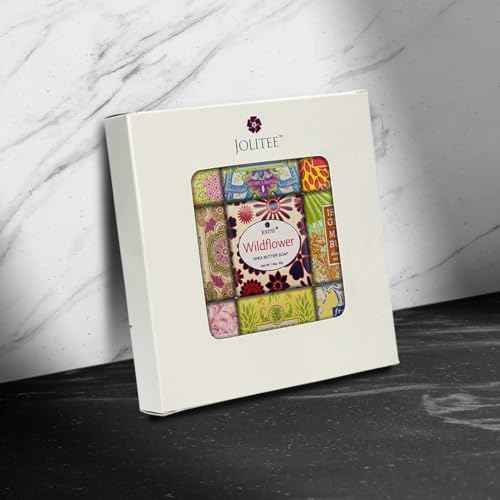 Jolitee French Milled Botanical Soap Sampler Set of 9 - Individually Wrapped Vegetable-Based Mini Soaps with Essential Oils, Shea Butter, and Natural Extracts (Floral Favorites - White Box)