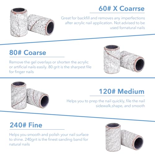 100 Pcs Sanding Bands for Nail Drill 240 Grit Disposable Nail Sanding Bands for Acrylic Nails Gel Manicure & Pedicure, Zebra