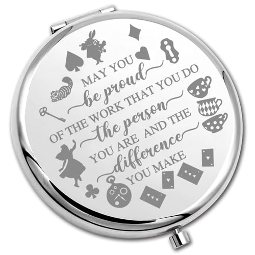 PLITI Princess Movie Inspired Gift Princess Fan Gift May You Be Proud of The Work That You Do Fairy Tale Compact Mirror (Be Proud ALIC CM)