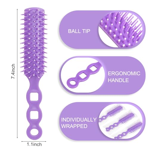 Bulk Hair Brushes for Homeless Individually Wrapped, Hair Brush Bulk, Pack of 100 Hair Brush for Curly Hair Suitable for Homeless,Shelter,Air Bnb/Hotel,Purple