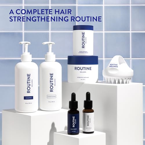 Routine Wellness Hair Treatment Serum for Thinning Hair - Plant-Based Rosemary, Tea Tree & Argan Oils Blend for Strength, Shine & Softer Hair - Clean Ingredients, All Hair Types - 30ml