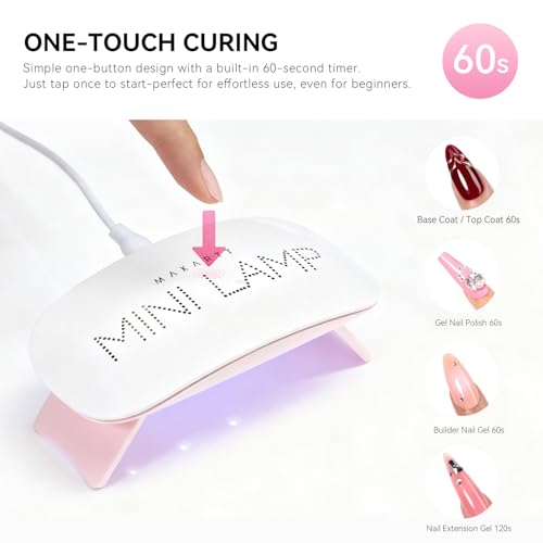 Makartt UV LED Nail Lamp: UV Light for Gel Nails, 6W Mini USB Portable Lamp Fast Drying Gel Polish Curing Light 60S Timer Dryer Manicure Salon Home DIY