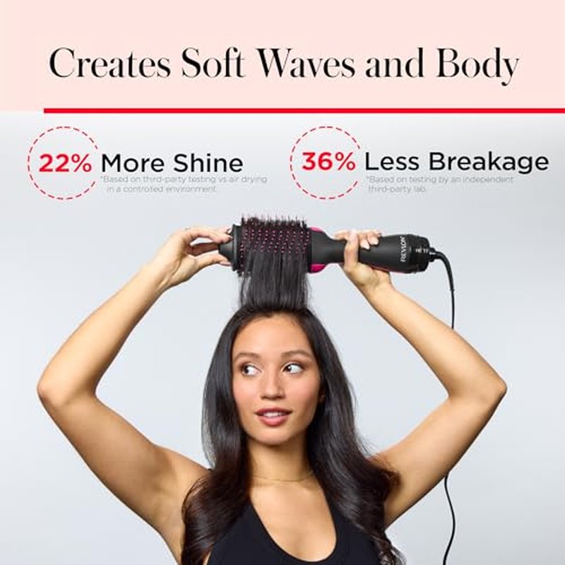REVLON One-Step Volumizer Hair Dryer and Styler ? Easy Salon-Style Blowouts ? Less Frizz, More Shine, and Reduced Heat Damage, for All Hair Types and Lengths (Black)