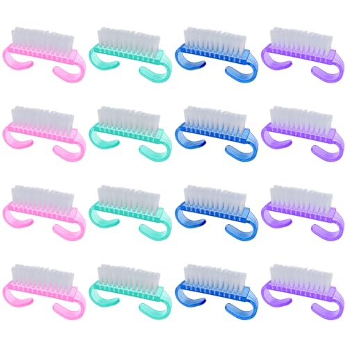 16 Pack Handle Grip Nail Brushes, Travel Size Fingernail Brush, Mini Hand Scrub Cleaning Brushes for Nails and Toes