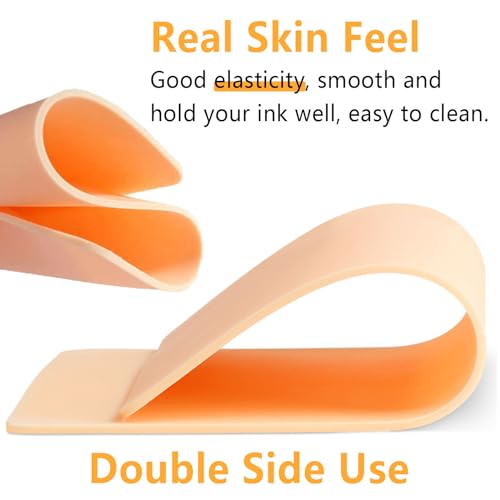 3MM Tattoo Fake Skin Grip Tape Wrap - Tattoo Skin Practice Kit 4Pcs 7.4" x 5.6" Silicone Tattoo Practice Skins and 12Pcs Tattoo Machine Wrap Tattoo Supplies and Equipment