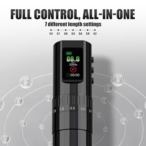 Tattoo Gun Kit Wireless Tattoo Kit Complete for Beginner, Urex G2 Tattoo Machine Kit Professional, 7 Adjustable Stroke Tattoo Pen, Dual 1600 mAh Machine Gun Battery, 20pcs Mixed Cartridge Needles