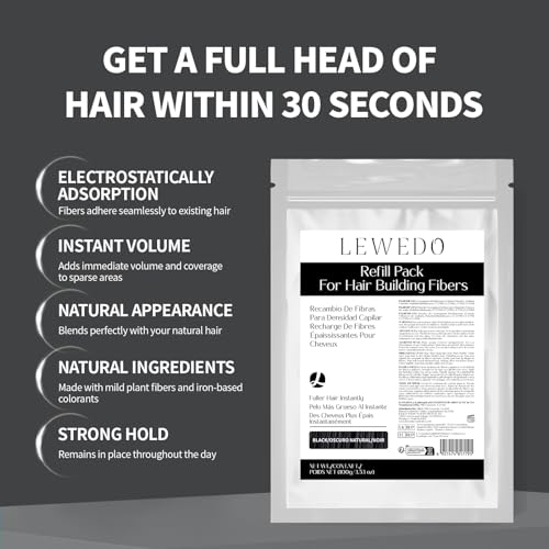 Hair Building Fibers Refill Pack - 100g Instant Thickening Fibers for Men & Women, Natural Cotton Powder, Wind/Rain Resistant, For All Hair Fiber Applicator Bottles (Medium brown)