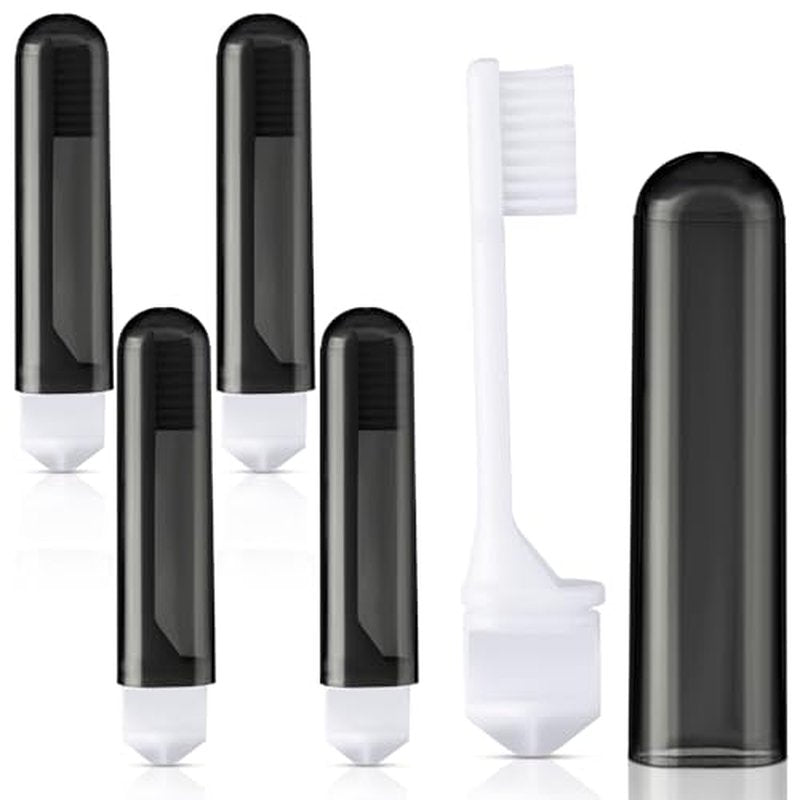 Patelai 4 Pieces Travel Toothbrush Set, Soft Bristle Mini Foldable Tooth Brush with Case, Individually Wrapped Small Portable Travel Size Toiletries Stuff for Camping (Black)