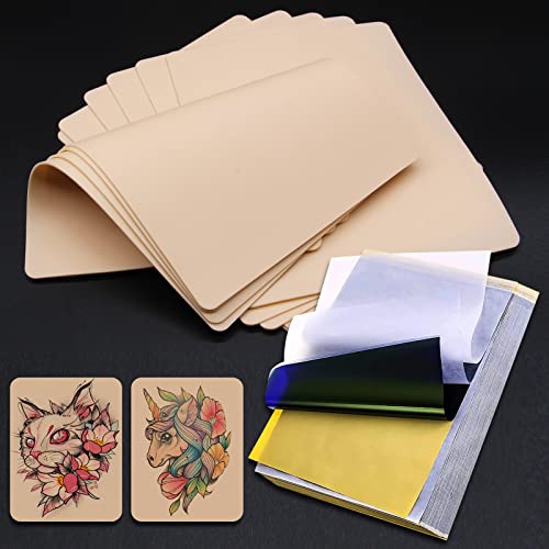 Tattoo Practice Skins with Transfer Paper - Autdor 40Pcs Fake Skin and Tracing Paper Kit Includes 30Pcs Tattoo Paper and 10Pcs Double Sided Practice Skin