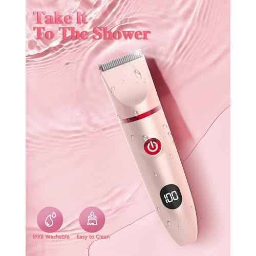 3-in-1 Bikini Trimmer for Women, Electric Razors Shaver for Public Hair - Rechargeable Body Hair Trimmer, Portable Detachable Removal Kit, lPX7 Waterproof Lightweight with LED Display, Gift for Women