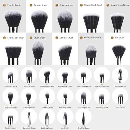 Make up Brushes set 29pcs MSQ Professional Cosmetics Brushes with Adjustable Belt Makeup Bag Foundation Powder Brush Eye Shadows Brushes Concealer Blending Brushes for Women/Girls/Artists/Holiday gift