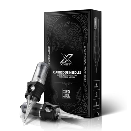 Xnet Aurora Cartridge Tattoo Needles - 20Pcs #10 (15RL) Bugpin Round Liner Disposable Silicone Needles with Membrane Safety Supplies for Rotary Tattoo Machine Pen Gun(1015RL)