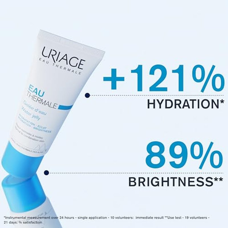 URIAGE Water Jelly | Moisturizing Face Gel with Hyaluronic Acid, 24H Intense Hydration & Shine Control, Non-comedogenic, 40 mL / 1.35 oz
