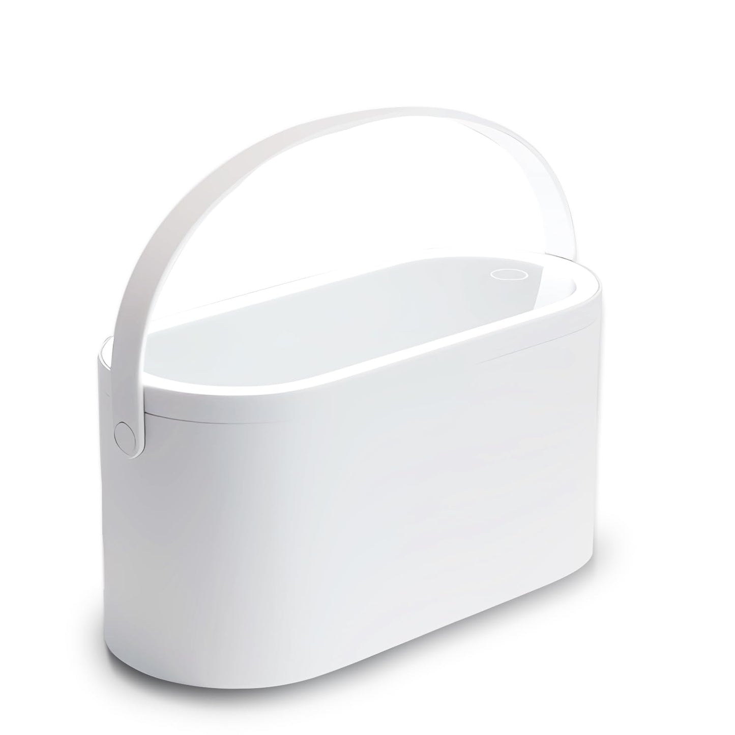 Yesinaly Travel Makeup Organizer Box with LED Mirror, White Portable Makeup Case Touch Switch Home Cosmetic Box
