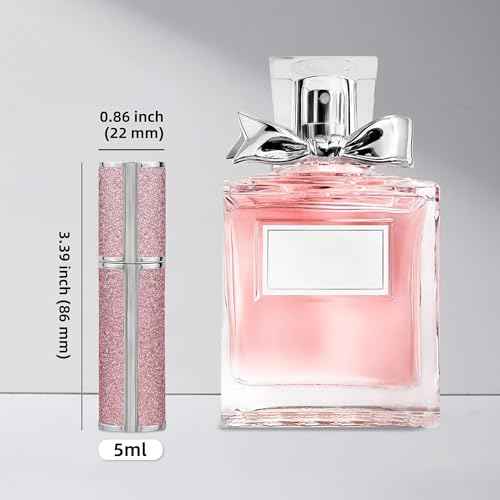 AE00BL Sparkling Travel Perfume Bottle, 5ml Mini Perfume Atomizer Sprayer, Glitter Diamond Pump Fill Perfume Bottle for Traveling, Vacation & Bussiness (Sparkling Blue)