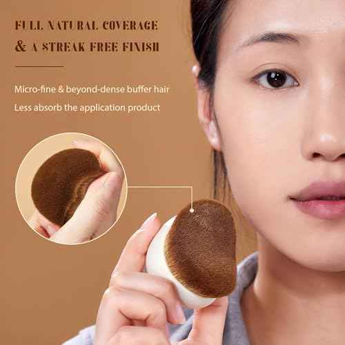 Jessup Foundation Brush with Makeup Sponge Set, 1pc Flat Top Kabuki Brush and 3pcs Make up Sponges for Concealer Blending Blush Powder Buffing Stippling with Gift Box, T505
