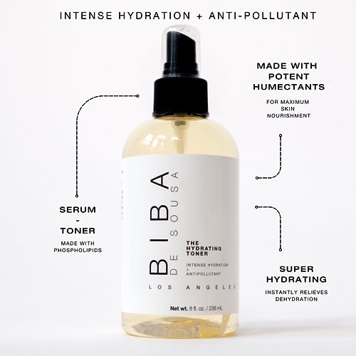 Biba De Sousa The Hydrating Toner with Phospholipids - Intense Hydration & Anti Pollutant - Makeup Setting Spray - for All Skin Types and Tones (8oz)