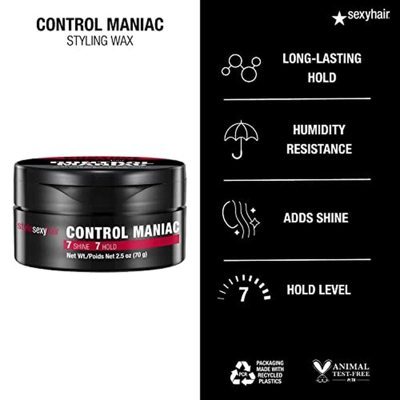 SexyHair Style Control Maniac Styling Wax | Provides Definition | Long Lasting Shapes and Styles | Adds Shine