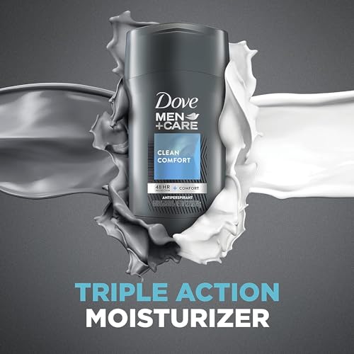 Dove Men + Care Antiperspirant - Clean Comfort - Non-Irritant - Net Wt. 2.7 OZ (76 g) Per Stick - Pack of 3 Sticks