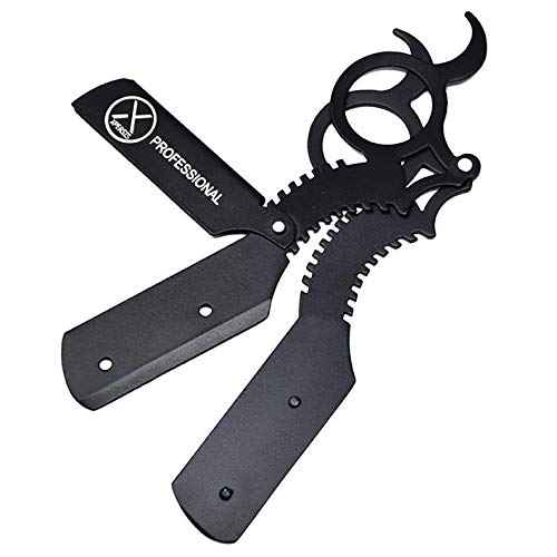 XPERSIS Professional Finger Insert Handle German Made Barber Straight Edge Shaving Razor Black (Dragon)