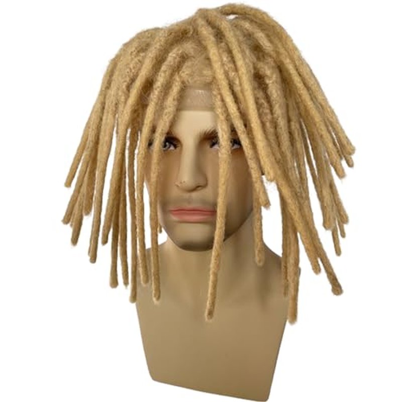 8inch Transparent Full Lace Base Afro Dreadlock Extensions Toupee For Men and Women, 0.6cm Loc Extensions Human Hair Dreadlock 10x8inch #613 Blonde Color