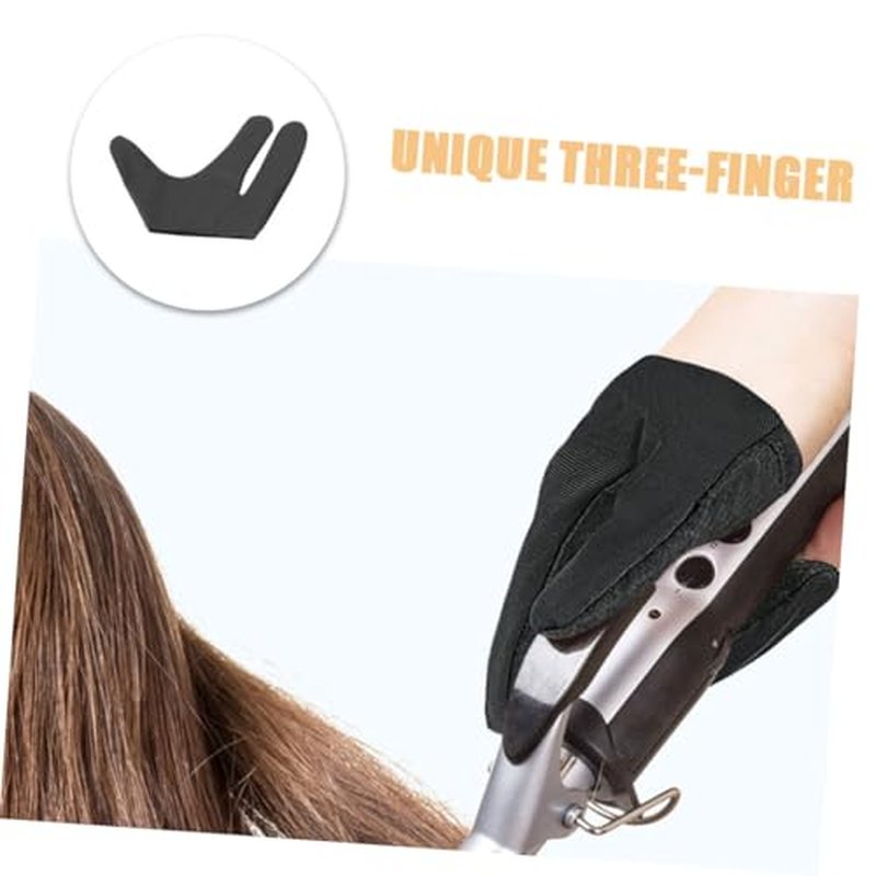 Heat Resistant Finger Gloves for Hair Styling 2-Piece Thick Thermal Gloves for Curling and Straightening for Salon Use