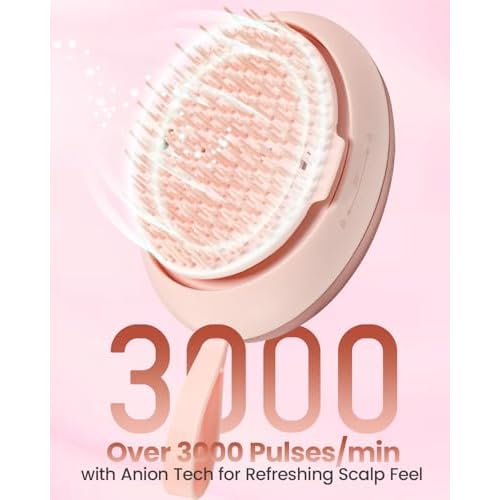 Electric Scalp Massager ? Rechargeable Head Massager with Anion Technology, Portable Anti-Frizz Scalp Tool, Scalp Massager Gift for Men & Women(Pink)