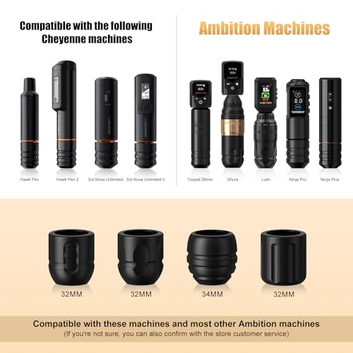 Ambition Soldier P1 Disposable Tattoo Grips - 20Pcs 32mm Tattoo Rubber Grip Cover with Click Adjust System Supply for Most Ambition Tattoo Machines, Compatible with Cheyenne Hawk Pen & Sol Nova
