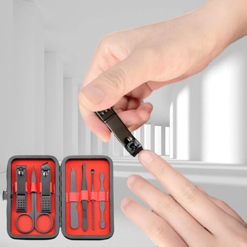 Manicure Set Personal Care Nail Clipper Kit Professional Manicure Pedicure Set Mens Accessories Personal Care Nail Grooming Present for Men Husband Boyfriend Parent, Black