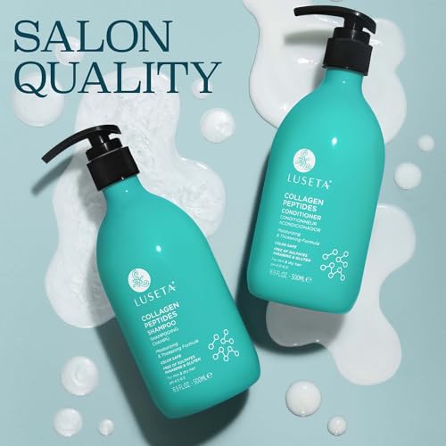 Luseta Thickening Shampoo and Conditioner Set with Collagen Peptides Strengthen and Moisturize for Thin & Dry Hair, Promote Thickness and Reduce Breakage for Fuller-Looking Hair 16.9oz¡¿2