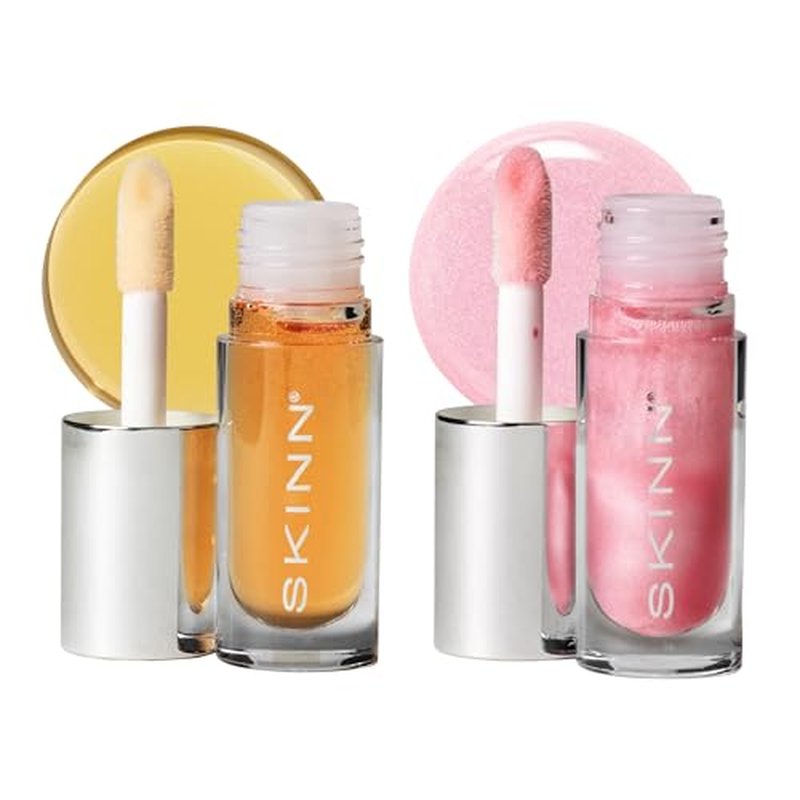 SKINN Luminous Lip Oil Bundle, 2-Piece (Golden & Blush) - Support Collagen Production, Smooth Lines & Soothe Dry Cracked Lips - Improves Elasticity, Texture & Luminosity - Vitamin C & Manuka Honey
