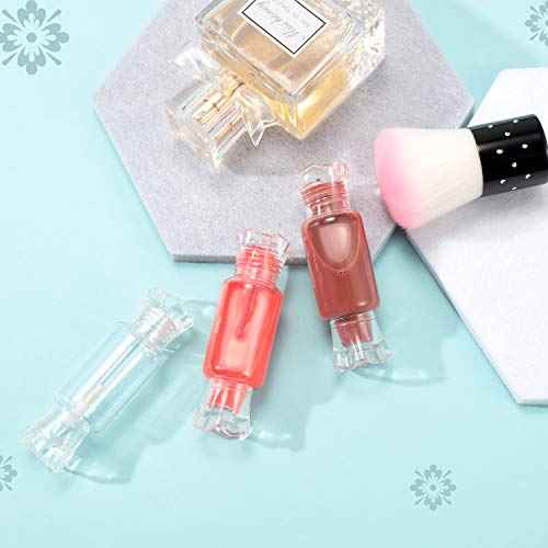 20 Pieces Empty Lip Gloss Tubes with Wand 9 ml Mini Clear Candy Shape Lip Balm Tube Containers and 2 Pieces Funnel for DIY Cosmetics Women