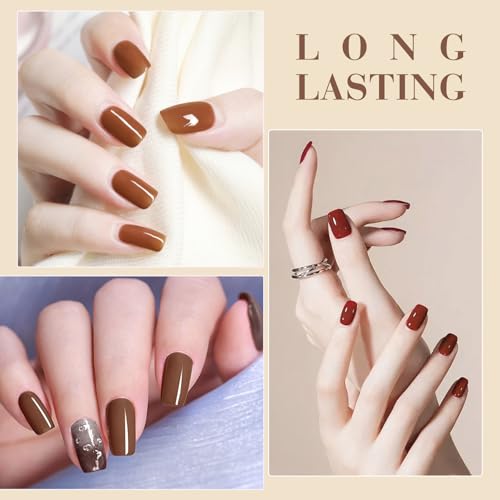 CANNI Brown Nude Gel Nail Polish Set ? 6 Colors 9ML (Beige, Chestnut, Khaki, Skin Tone, Taupe), Soak Off UV LED Nail Gel Kit for Winter Nude DIY Manicure