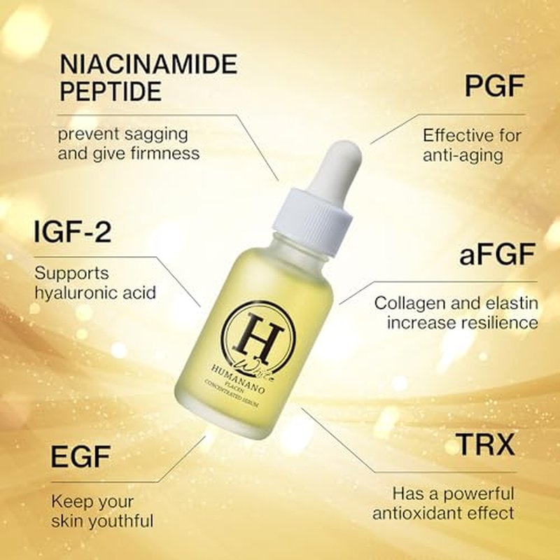 Japanese Placen Niacinamide Face Serum, 100% concentrated, EGF, FGF, "HUMANANO", Paraben Free, Alcohol Free, Mineral Oil Free, Cruelty Free (1.01 fl.oz.)