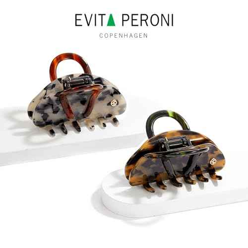 EVITA PERONI Middle Hair Clip, "Vintage Candy" Hair Clips for Women Strong Grip Acetate Shark Claw Clip with Gift Box, Amber