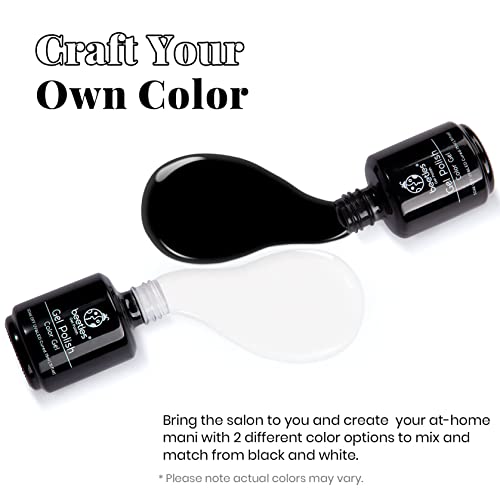 Beetles White Gel Nail Polish Black Gel Polish Kit 2 Pcs 15ml Black And White Polish French Nails Soak Off Led Nails Art Manicure Salon Diy at Home