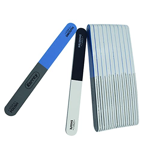 Nail File and Buffer for Natural Nails Dual Sided 4 Steps Shorten-Shape-Smooth-Polishing Nail Tools 20pcs