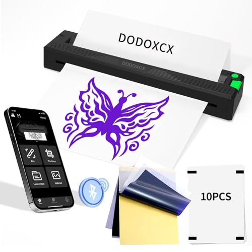Tattoo Stencil Printer Machine for Tattoo Beginners&Artists,with 3pcs Tattoo Transfer Paper,Portable Wireless Bluetooth Thermal Inkless Tattoo Printer Compatible with Phone/Pc