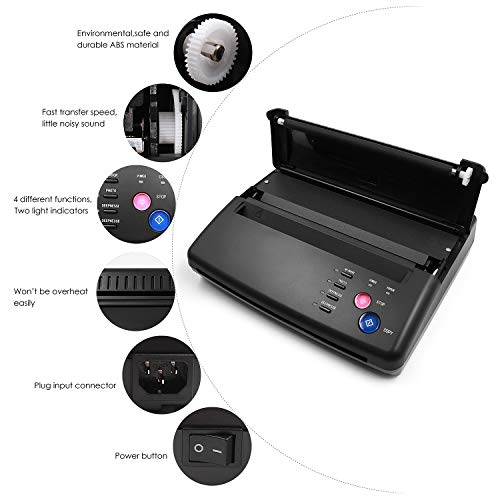 BIOMASER Tattoo Stencil Printer for Tattooing,Tattoo Printer Transfer Stencil Machine Drawing Thermal Maker Copier with 20 Transfer Papers£¨Black