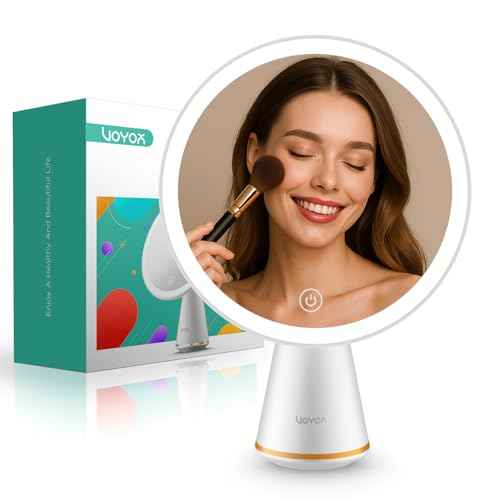 VOYOR Makeup Mirror Rechargeable Travel Vanity Mirror with Lights Removable Desk Mirror Adjustable Angle Light up Makeup Mirror 3 Levels of Adjustable Brightness Led Mirror Makeup CM110