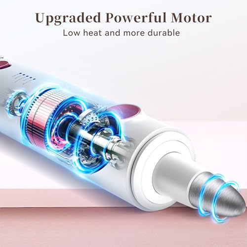 Electric Nail Drill, 8-in-1 Cordless Electric Nail File with LED Light, 5 Speeds Rechargeable Manicure and Pedicure Kit Hand Foot Care Tool for Nail Grinder Trim Polish for Women Baby