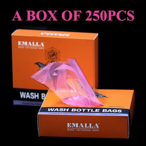 Tattoo Wash Bottle Bags - Yugui 250PCS Disposable Tattoo Bottle Bags Covers Sleeves Squeeze Bottle Bags Covers For Tattoo Machine Gun Accessories Tattoo Cleaning Supplies Kits Accessories