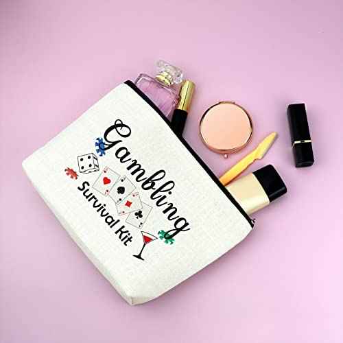 Lucky Casino Gift for Gambler Makeup Bag Casino Gamble Zipper Pouch Gift Gambler Gift Idea Casino Lovers Cosmetic Bag Christmas Birthday Retirement Gift for Gambler Friends Travel Makeup Pouch