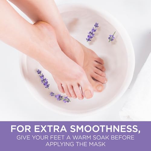 Lee Beauty Exfoliating Foot Peeling Mask (4 Pack) - Foot Mask for Dry Cracked Feet with Lavender, Lactic Acid and Mandelic Acid - Removes Dead Skin Feet Peeling Mask (4 Pairs)