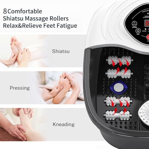 closewave Foot Spa Bath Massager with Heat, UV & Ozone Bubbles,Shiatsu Rollers Epsom Salt Temperature Control, Relieves Stress and Feet Pain - Home Pedicure Soaking Tub Gift for Women/Men, Mom/Dad