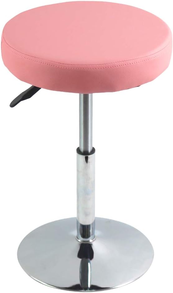 Height Adjustable Pink Short Shop Stool - Swivel Chair for Office, Spa, Salon & Tattoo Stations | Compact Design