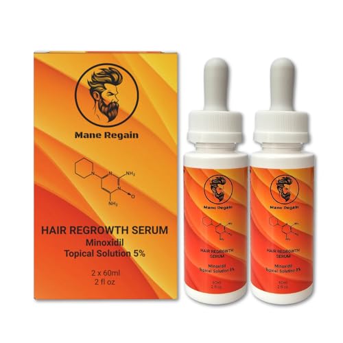 Minoxidil Topical Solution USP 5%, Extra Strength Hair Regrowth Treatment for Men, 2 Month Supply, Unscented, 4 Fl Oz (2 Pack)