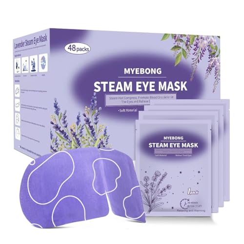 48 Packs Steam Eye Mask for Dry Eyes, Warm Compress Eye Mask, Self Heating Eye Masks Help for Dark Circles, Puffy Eyes, Disposable Heated Eyes Mask for Sleeping Relief Stress Eye Fatigue