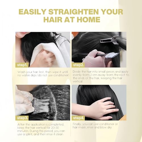 Bremod Performance Hair Straightening Rebonding Cream Cocoa Butter Hydrolyzed Keratin Hair Treatment Hair Straightener Cream for Straighter Shinier and Healthier Hair, All Hair Types 2*16.9Fl Oz