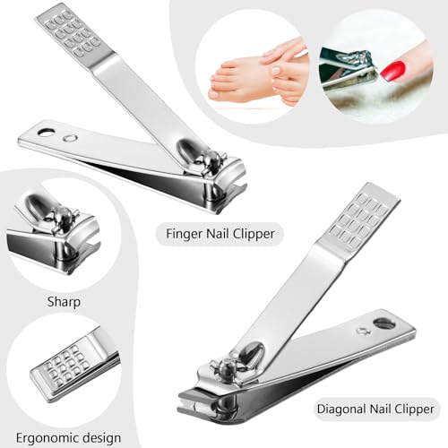 Lasnten 100 Bulk Nail Clipper Set Bulk Manicure Kit Stainless Steel Pedicure Professional Nail Care Kit with Travel Case Portable Grooming for Husband Men Women Family(Multicolor,4 in 1)